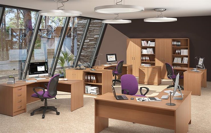 Офисный набор мебели IMAGO три стола, 2 шкафа, стеллаж, тумба в Воронеже - изображение 2